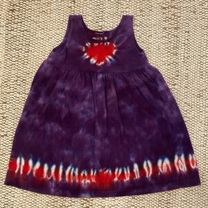 Vintage Tie Dye RedHeart on Purple Dress Girls Size 24 month Empire Waist Jumper